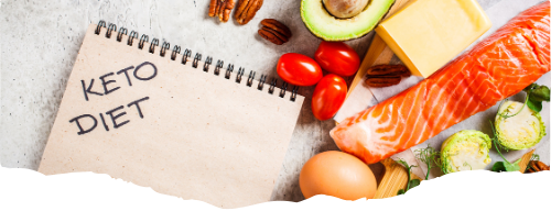 notepad showing keto diet surrounded by healthy keto foods like salmon eggs and avocados-keto-ketosis-ketogenic-keto diet-healthy recipes-free keto recipes-1