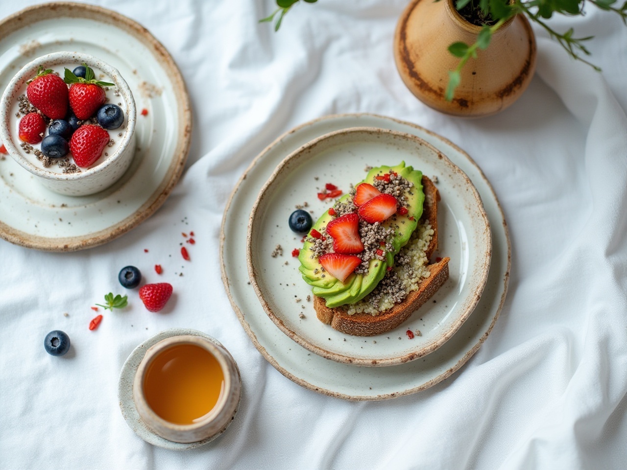 Keto friendly breakfast items yougurt bowl with berries-chia pudding-avocado toast-keto-ketosis-keto diet-healthy recipes-ketogenic-keto for beginners